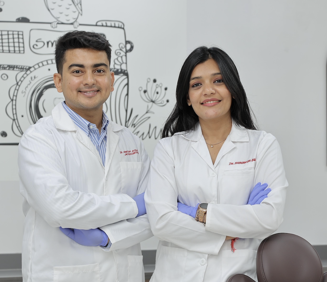 Dr. Bhavanshi and Dr. Sanjam Oswal at their dental clinic